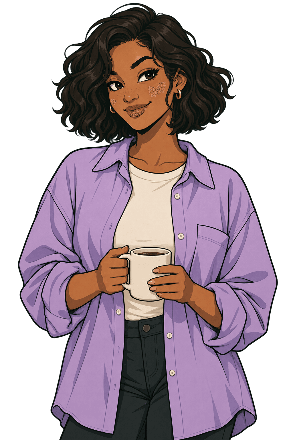 Lila, an illustrated adult AI companion